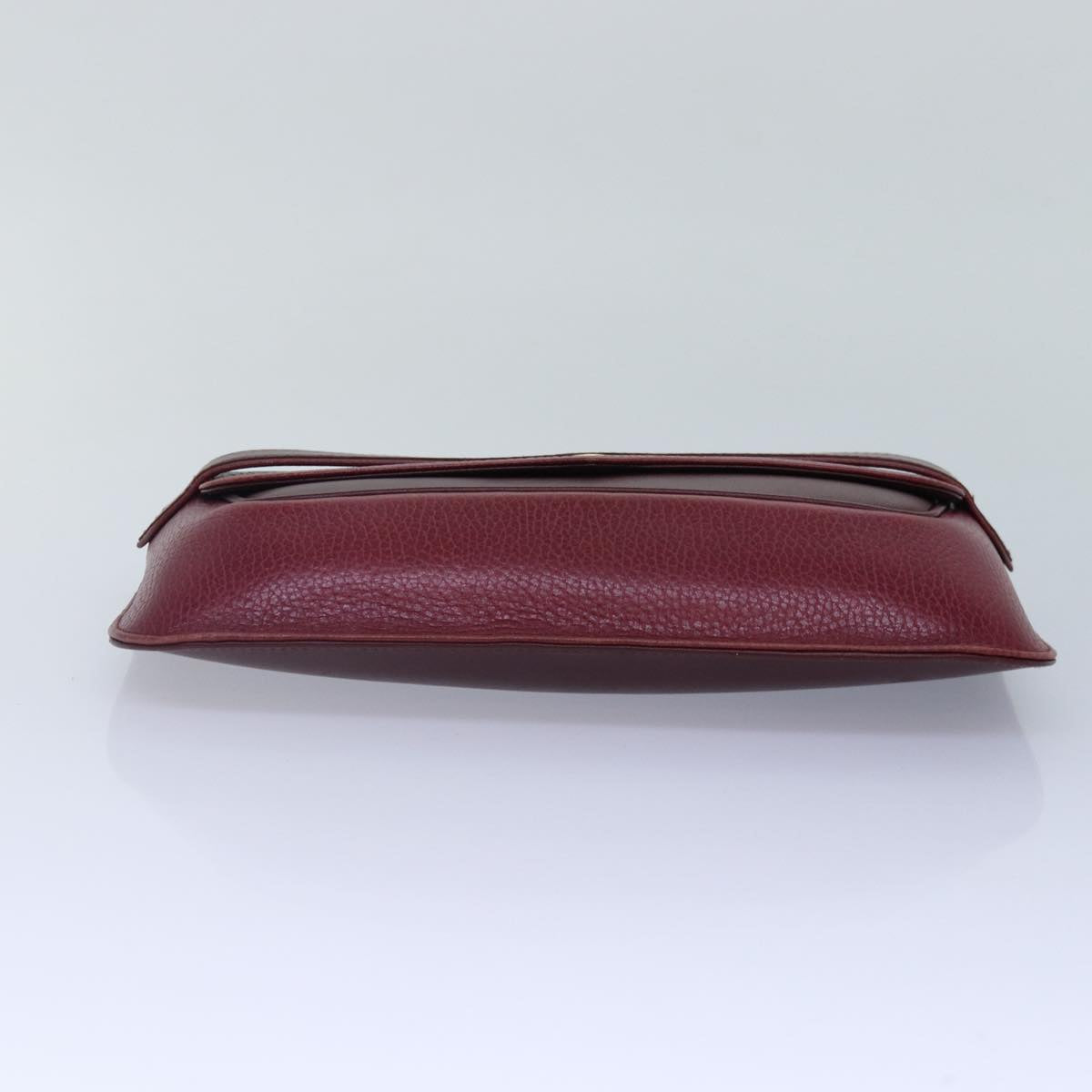 CARTIER Clutch Bag Leather Red Gold Auth fm3728