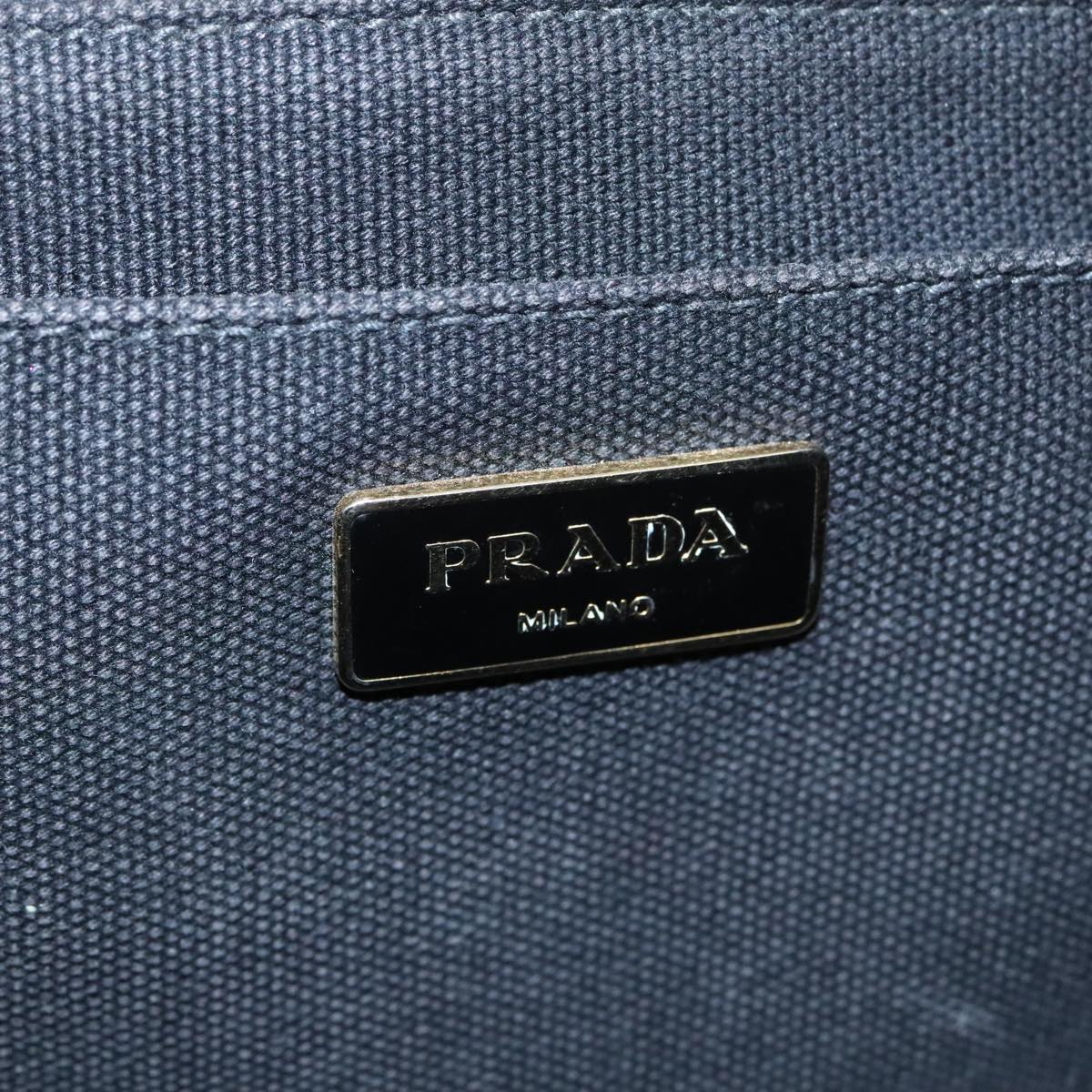 PRADA Canapa MM Hand Bag Canvas Gold Black Auth fm3805