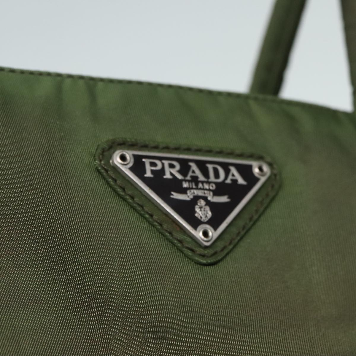 PRADA Hand Bag Nylon Khaki Auth fm3817