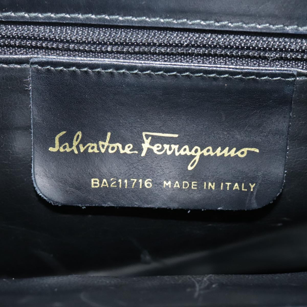 Salvatore Ferragamo Hand Bag Leather Black Gold Auth fm3830