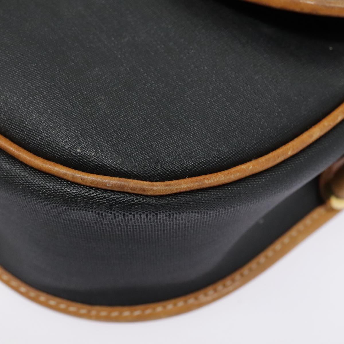 Christian Dior Shoulder Bag PVC Black Gold Auth fm3859