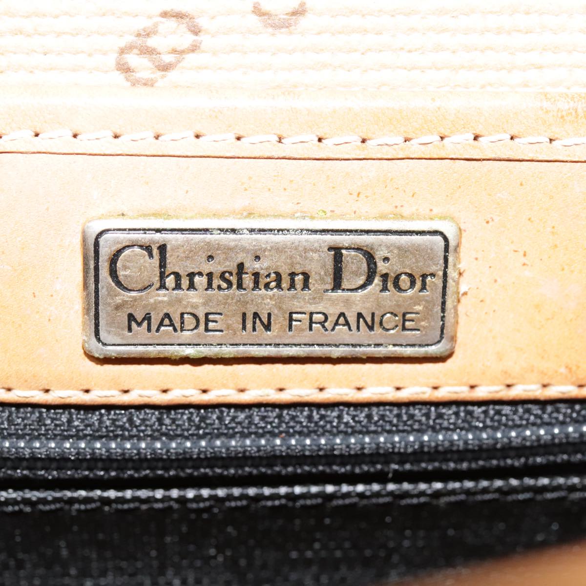 Christian Dior Shoulder Bag PVC Black Gold Auth fm3859