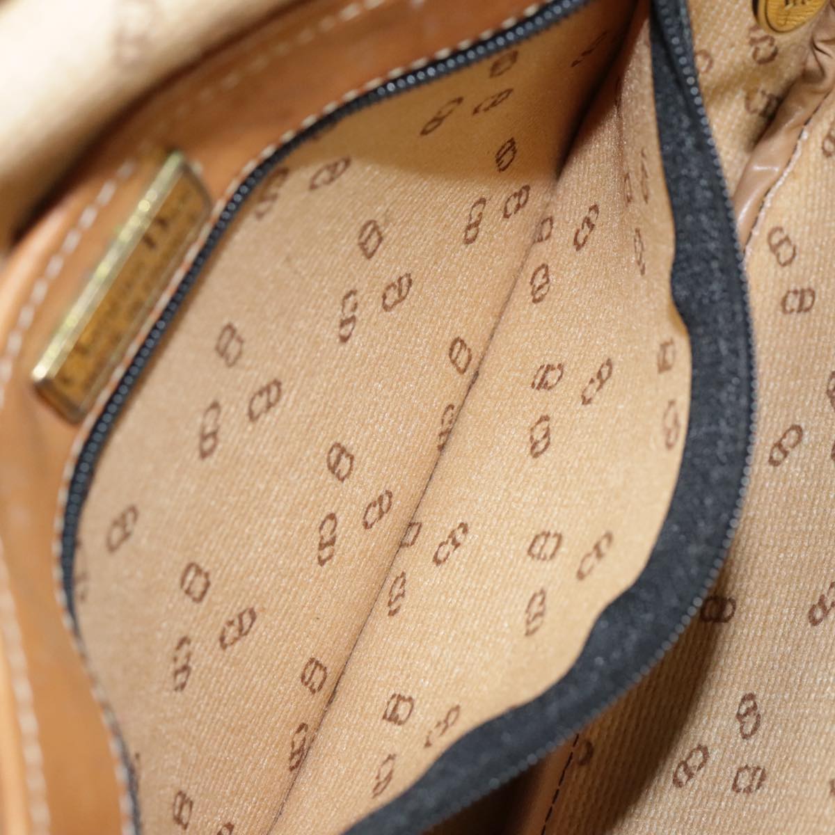 Christian Dior Shoulder Bag PVC Black Gold Auth fm3859