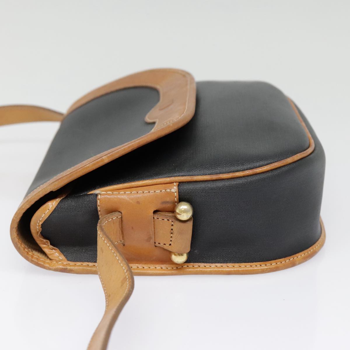 Christian Dior Shoulder Bag PVC Black Gold Auth fm3859