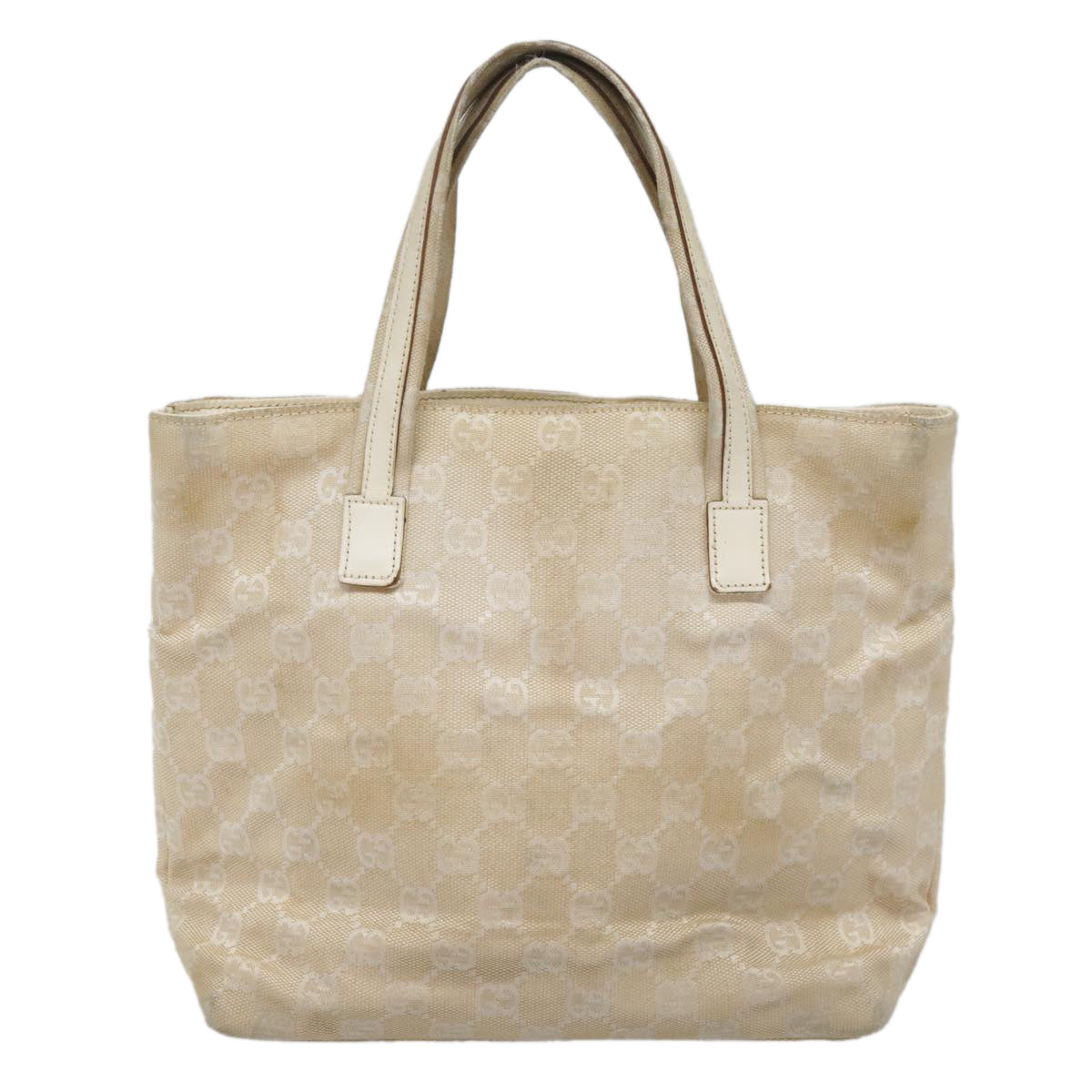 GUCCI GG Canvas Hand Bag Beige Silver 002 1080 Auth fm3872