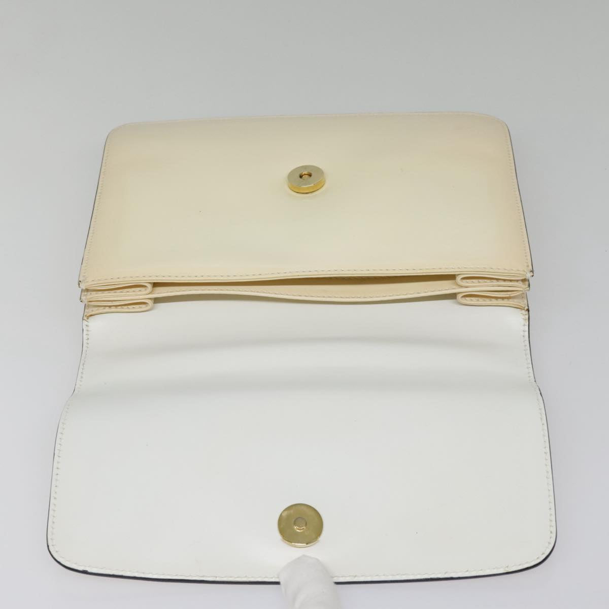 CELINE Hand Bag Patent leather Beige Gold Auth fm3893