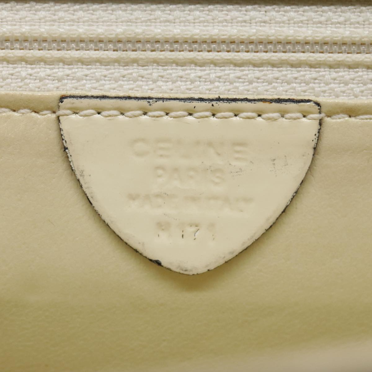 CELINE Hand Bag Patent leather Beige Gold Auth fm3893