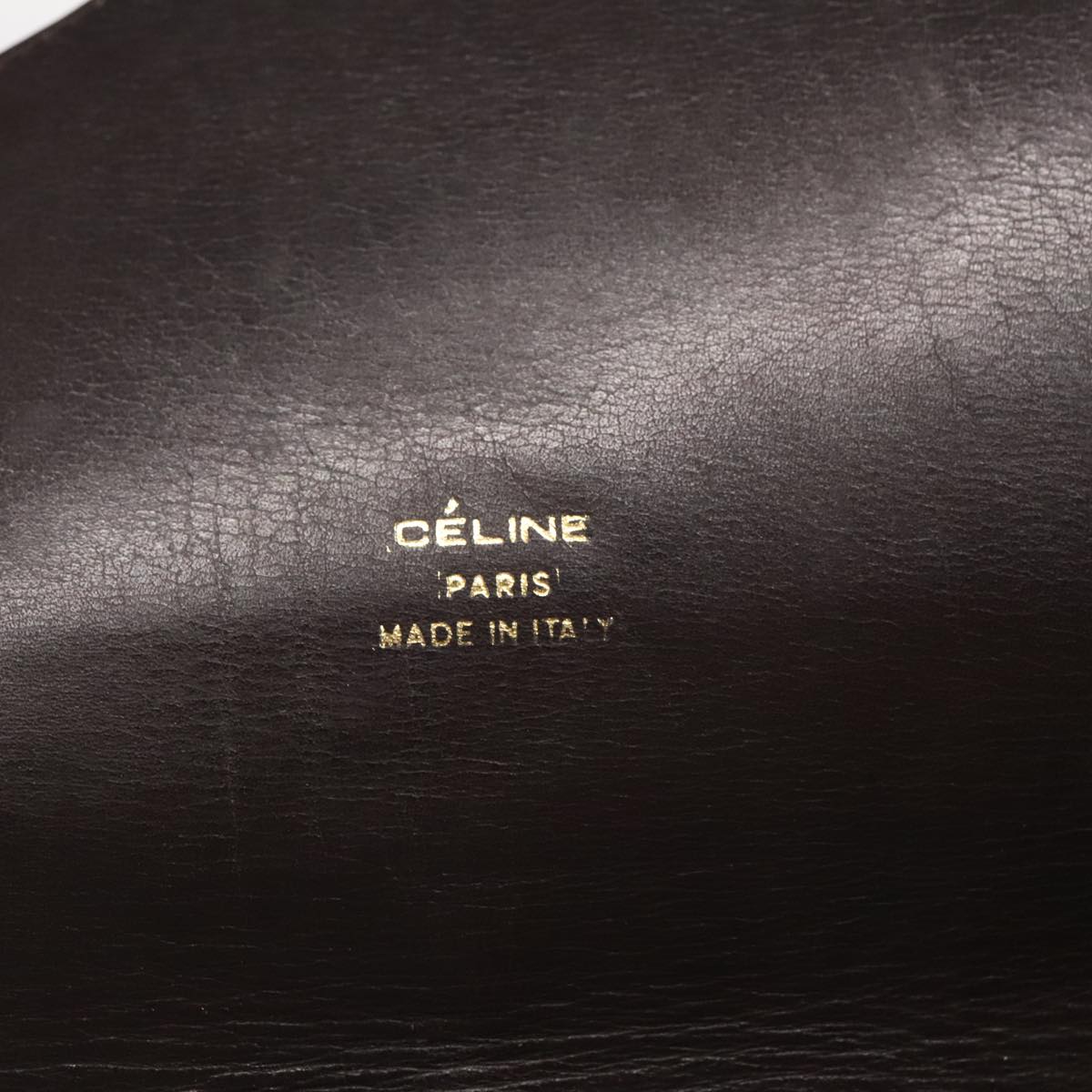 CELINE Shoulder Bag Leather Brown Gold Auth fm3918