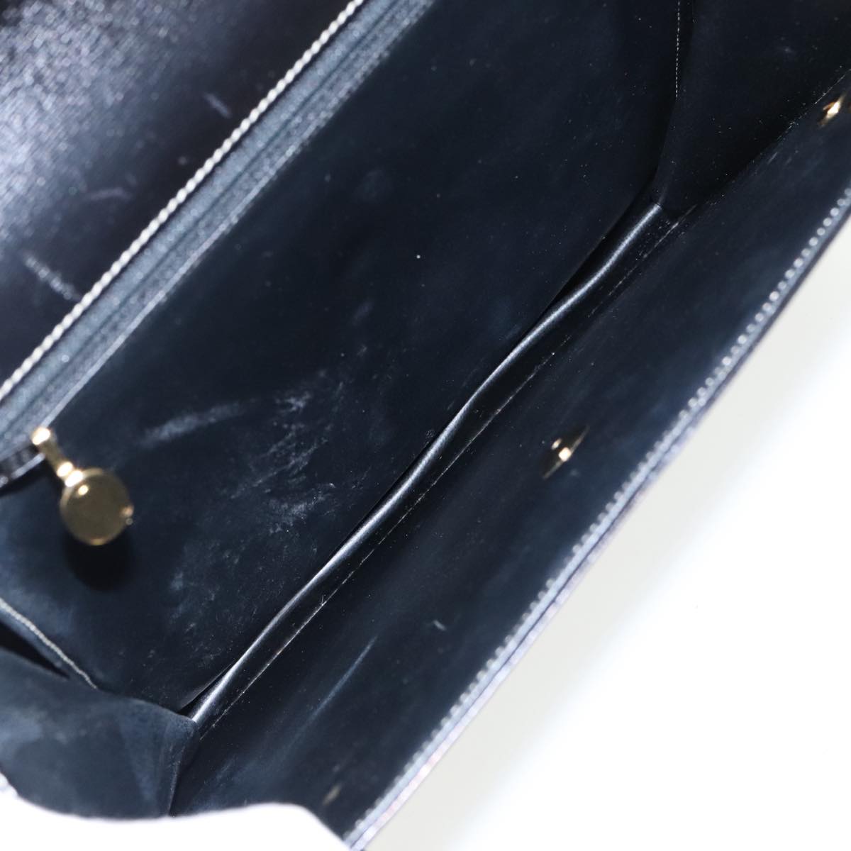 Christian Dior Hand Bag Leather Black Gold Auth fm3940