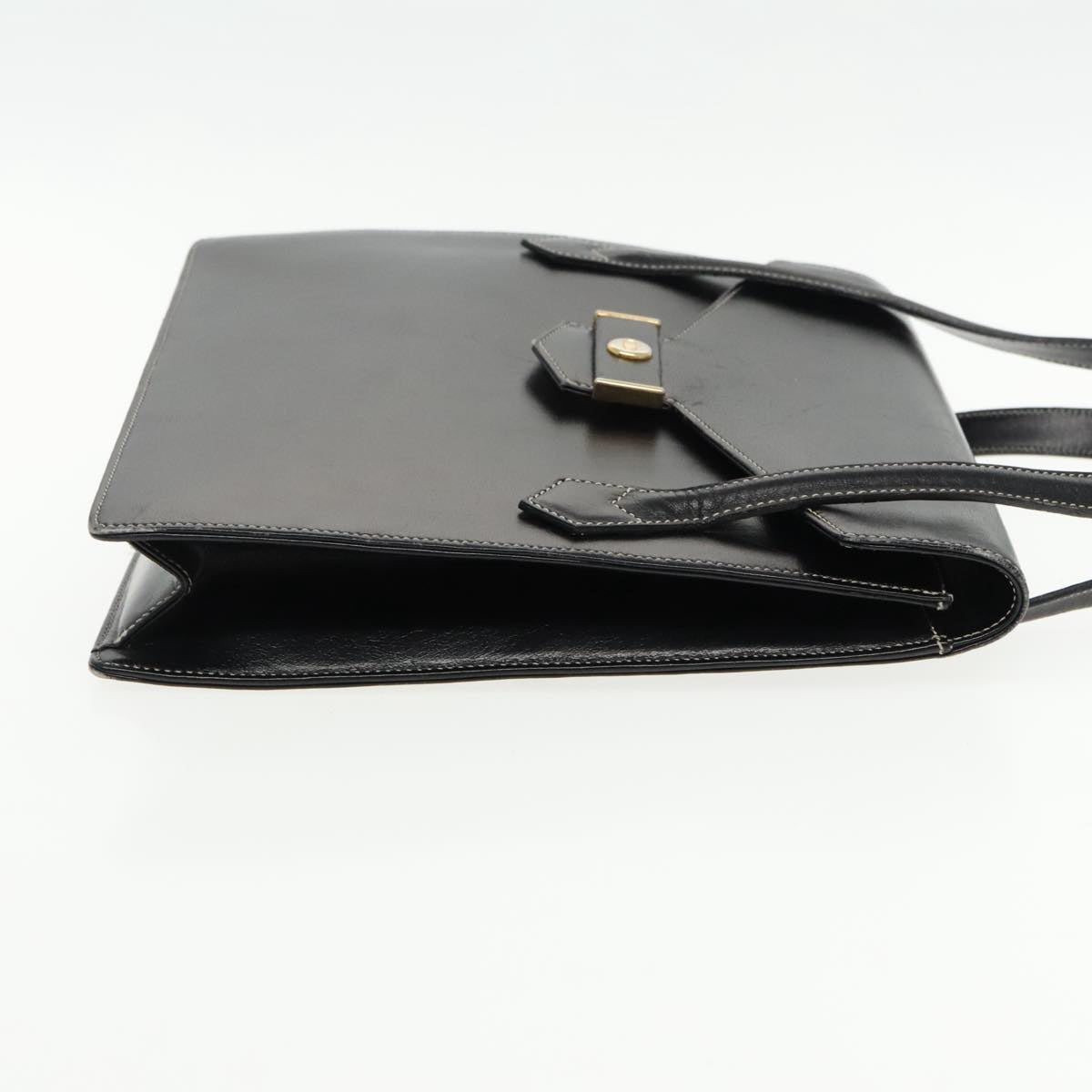 Christian Dior Hand Bag Leather Black Gold Auth fm3940