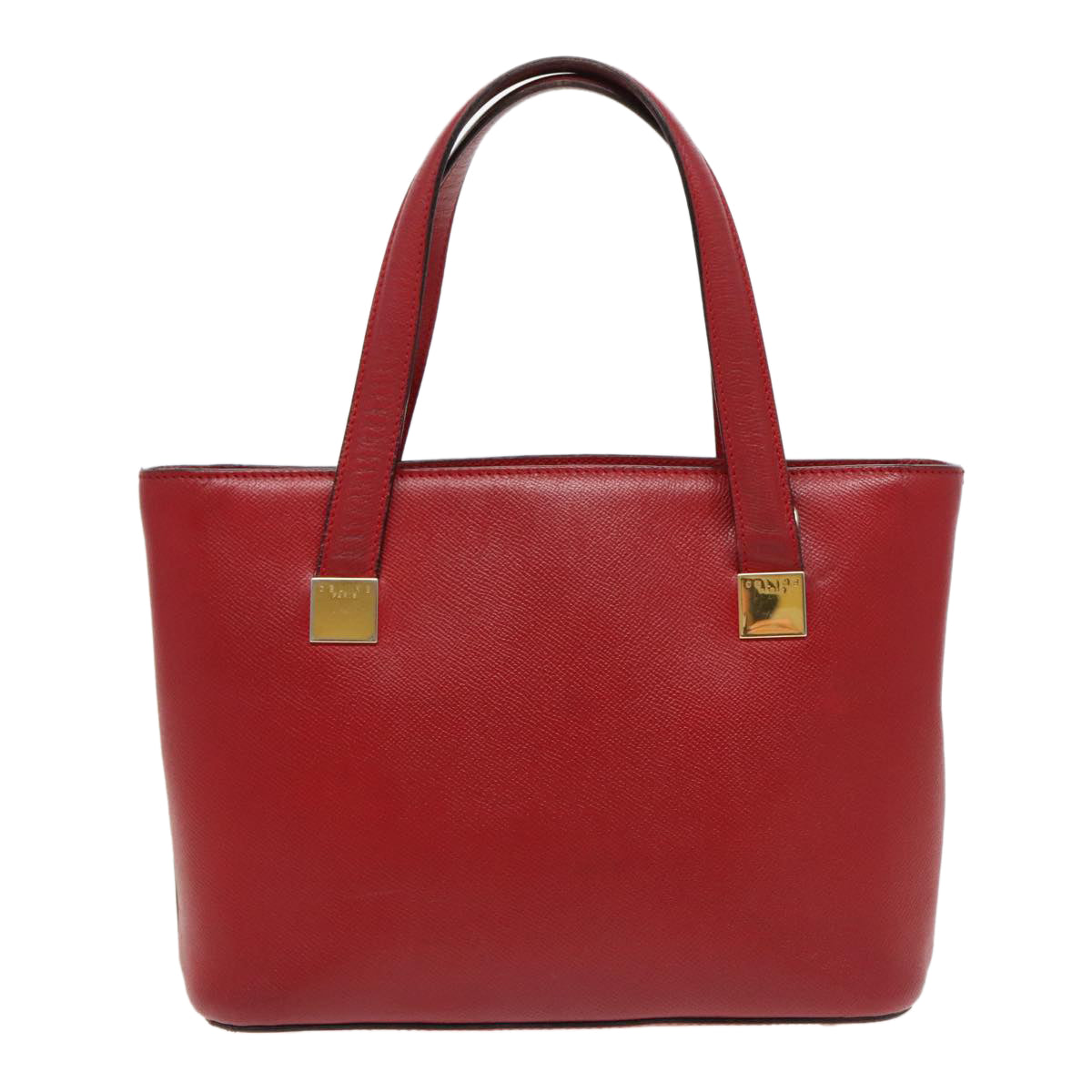 CELINE Hand Bag Leather 2way Red Gold Auth fm3963