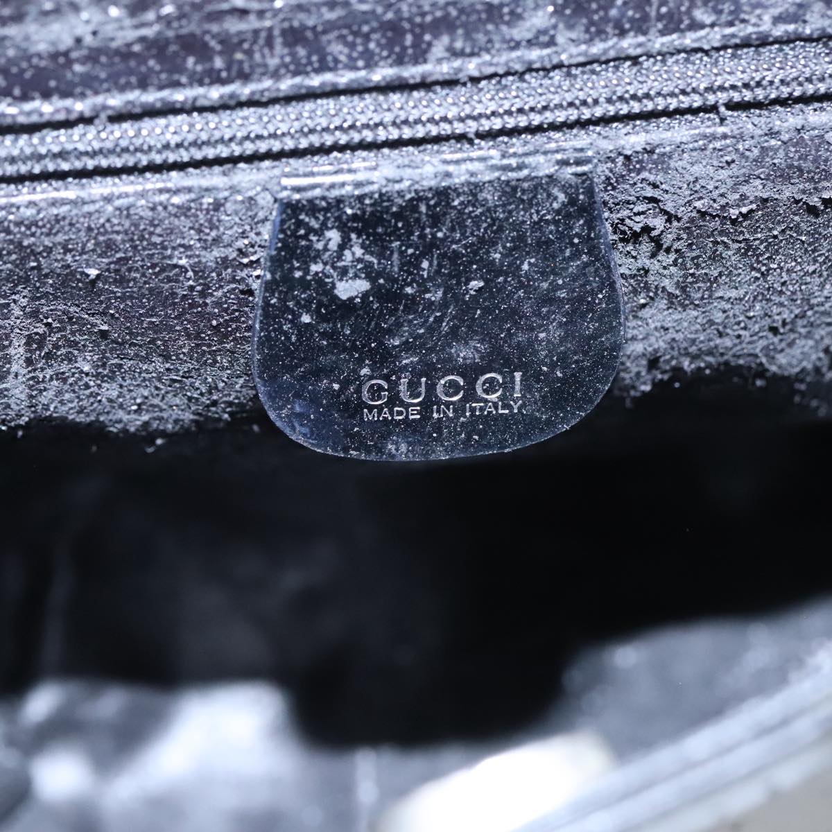 GUCCI Hand Bag Enamel 2way Black Silver 000 1013 0504 Auth fm3966