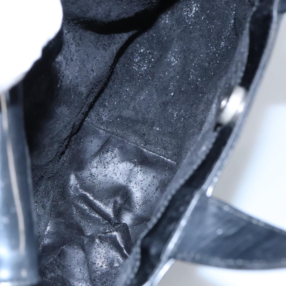 GUCCI Hand Bag Enamel 2way Black Silver 000 1013 0504 Auth fm3966