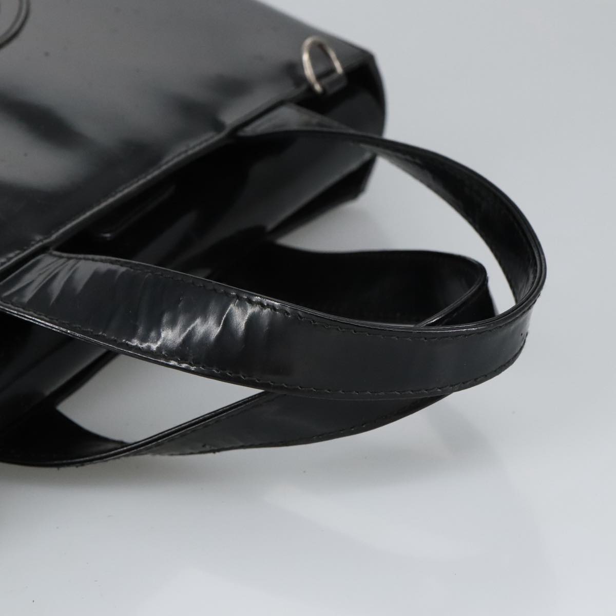 GUCCI Hand Bag Enamel 2way Black Silver 000 1013 0504 Auth fm3966