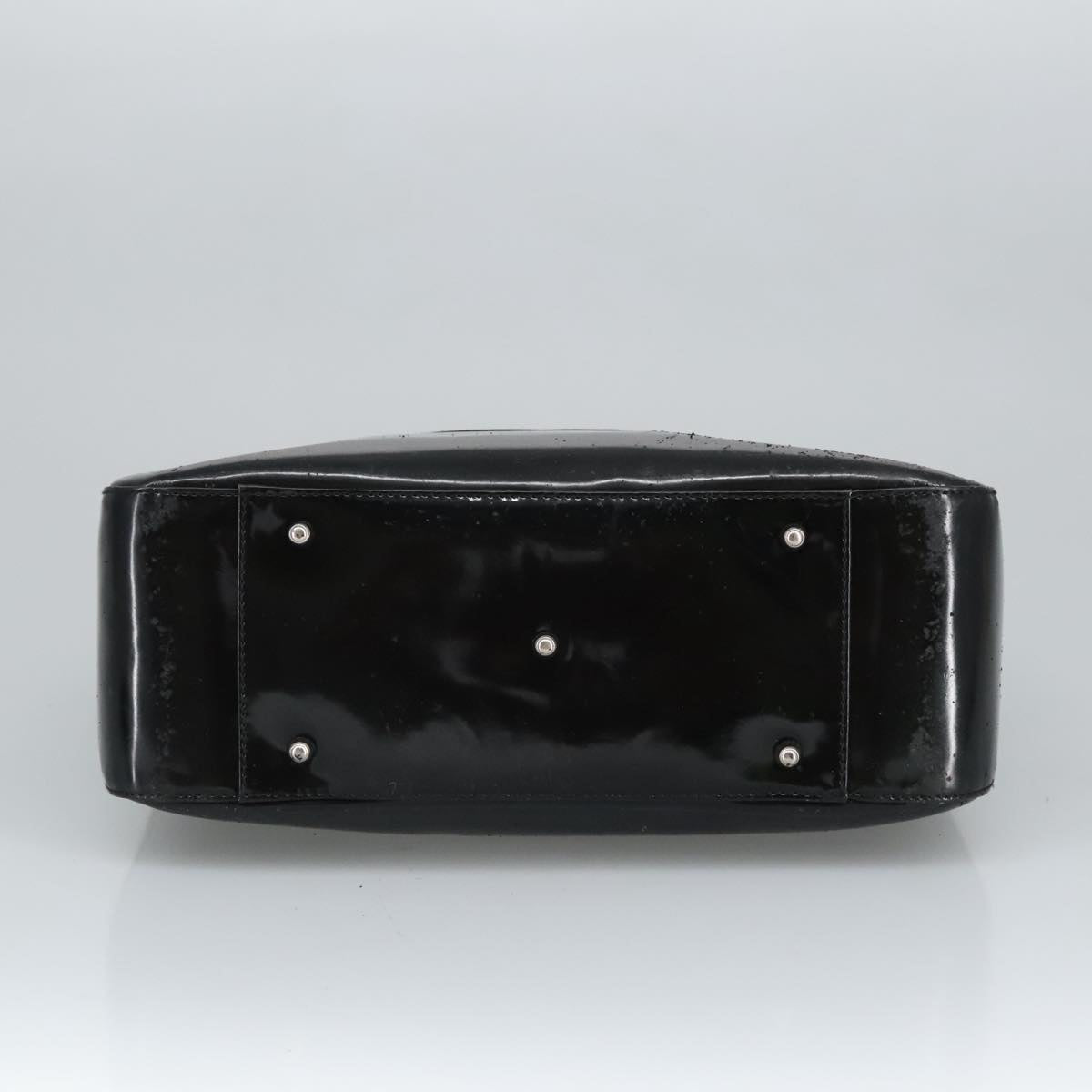 GUCCI Hand Bag Enamel 2way Black Silver 000 1013 0504 Auth fm3966