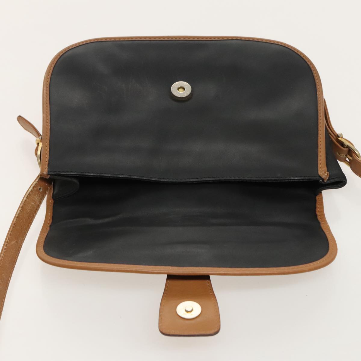 CELINE Shoulder Bag Leather Black Gold Auth fm4012