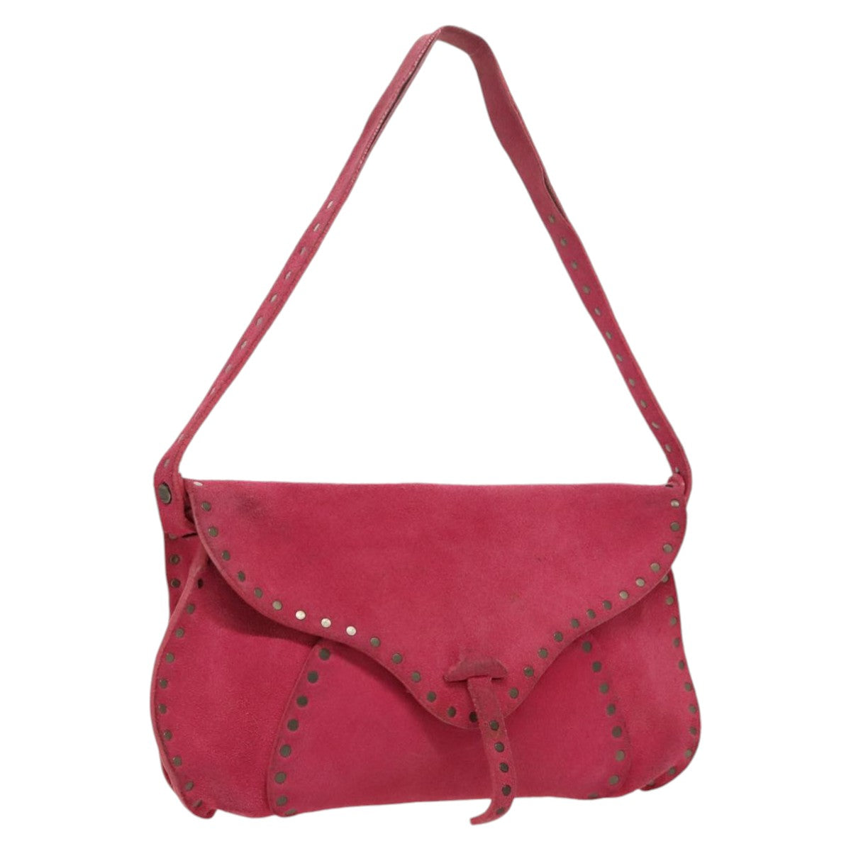 CELINE Shoulder Bag Suede Pink Auth fm4052