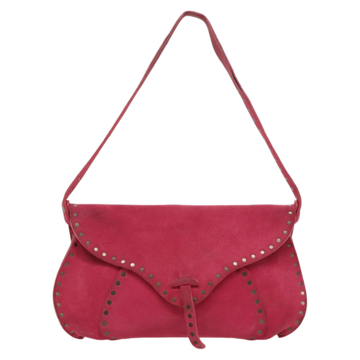 CELINE Shoulder Bag Suede Pink Auth fm4052