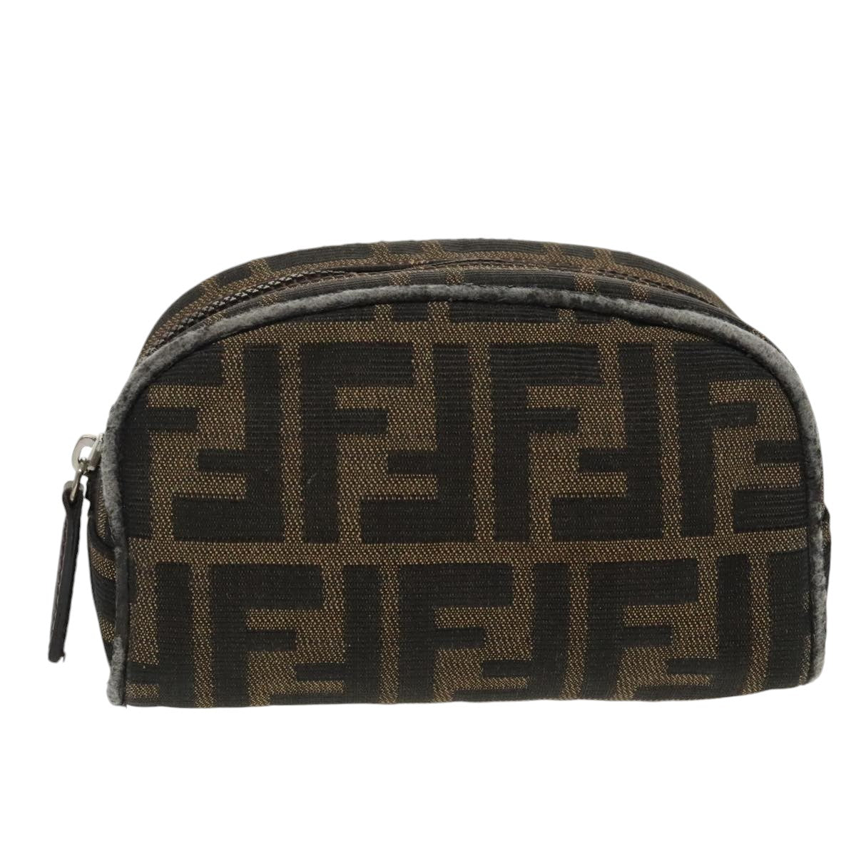 FENDI Zucca Canvas Pouch Brown Black Auth fm4108