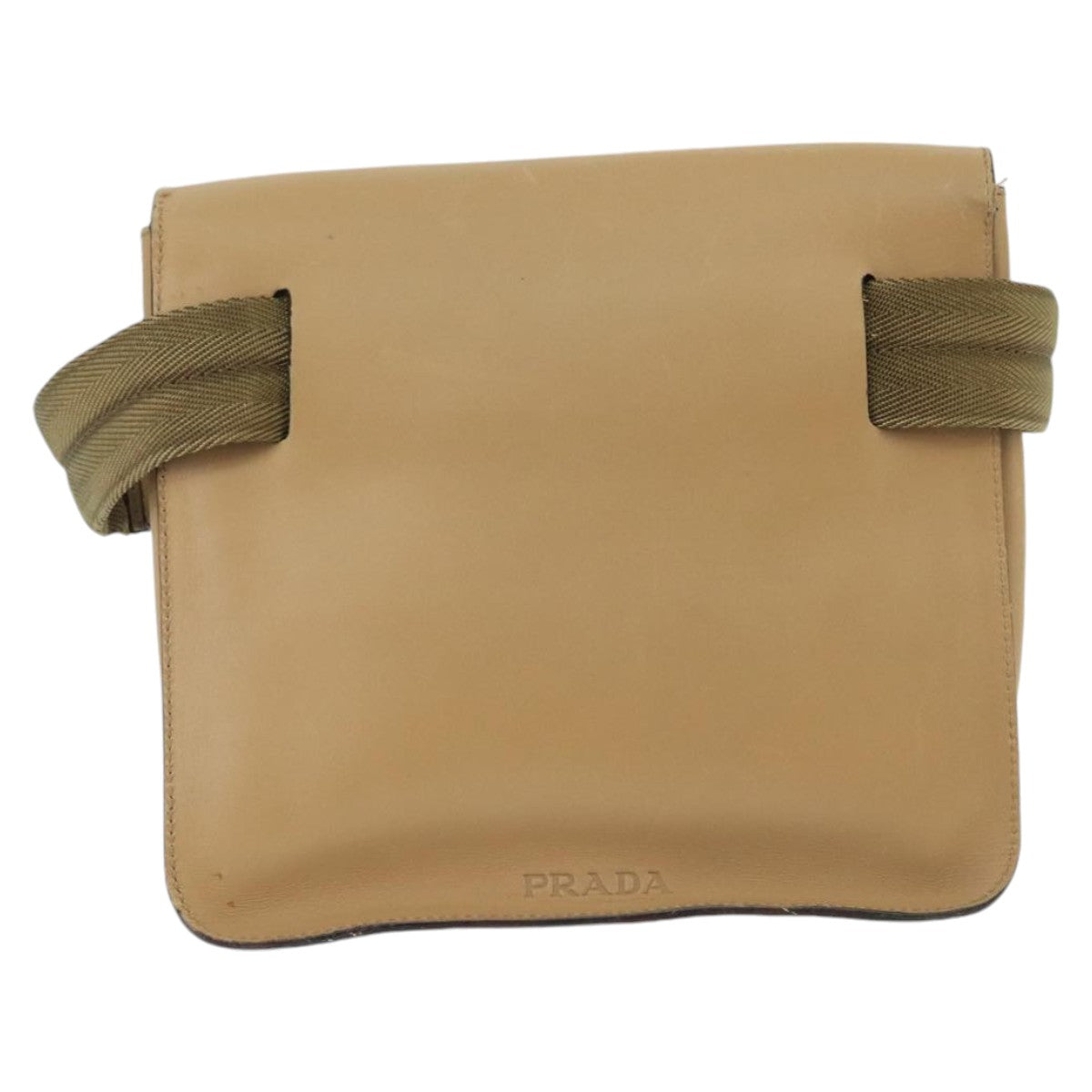 PRADA Waist bag Leather Beige Auth fm4140