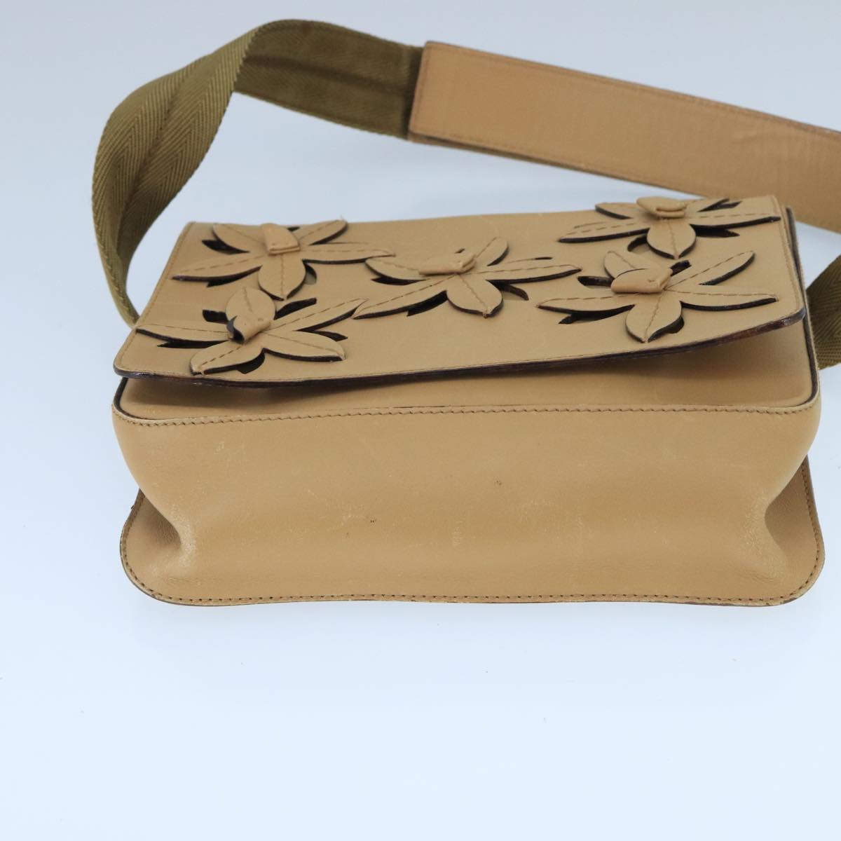 PRADA Waist bag Leather Beige Auth fm4140