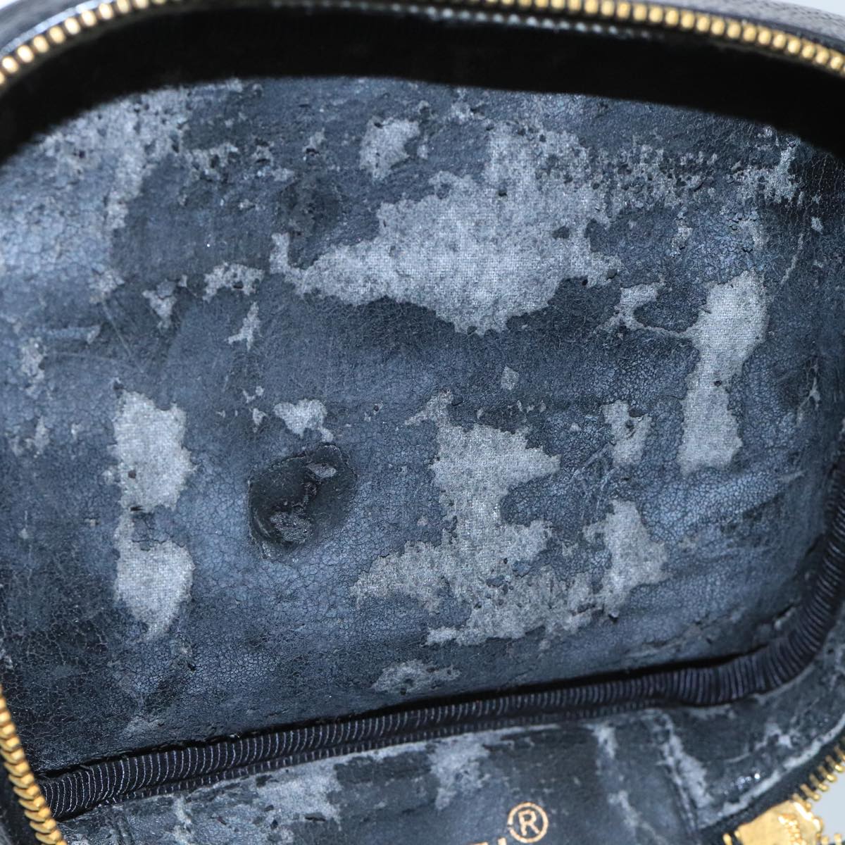 CHANEL Bicolore Vanity Cosmetic Pouch Caviar Skin Black Gold CC Auth fm4192
