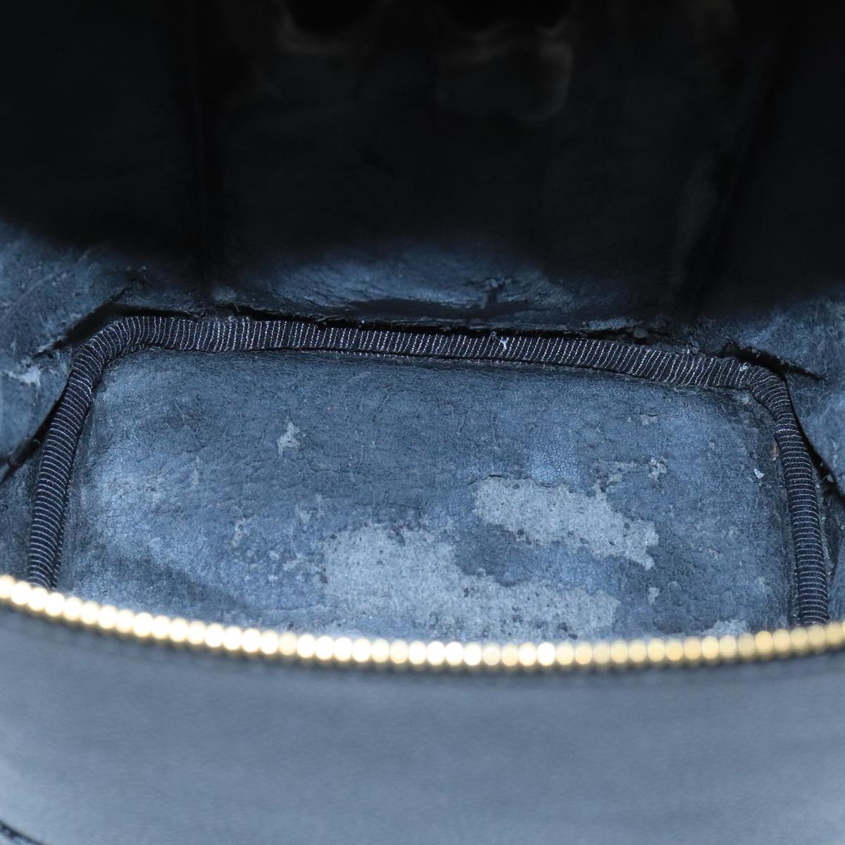 CHANEL Bicolore Vanity Cosmetic Pouch Caviar Skin Black Gold CC Auth fm4192