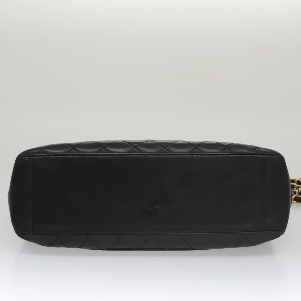 CHANEL Big Matelasse Chain Shoulder Bag Lamb Skin Black Gold CC Auth fm4193