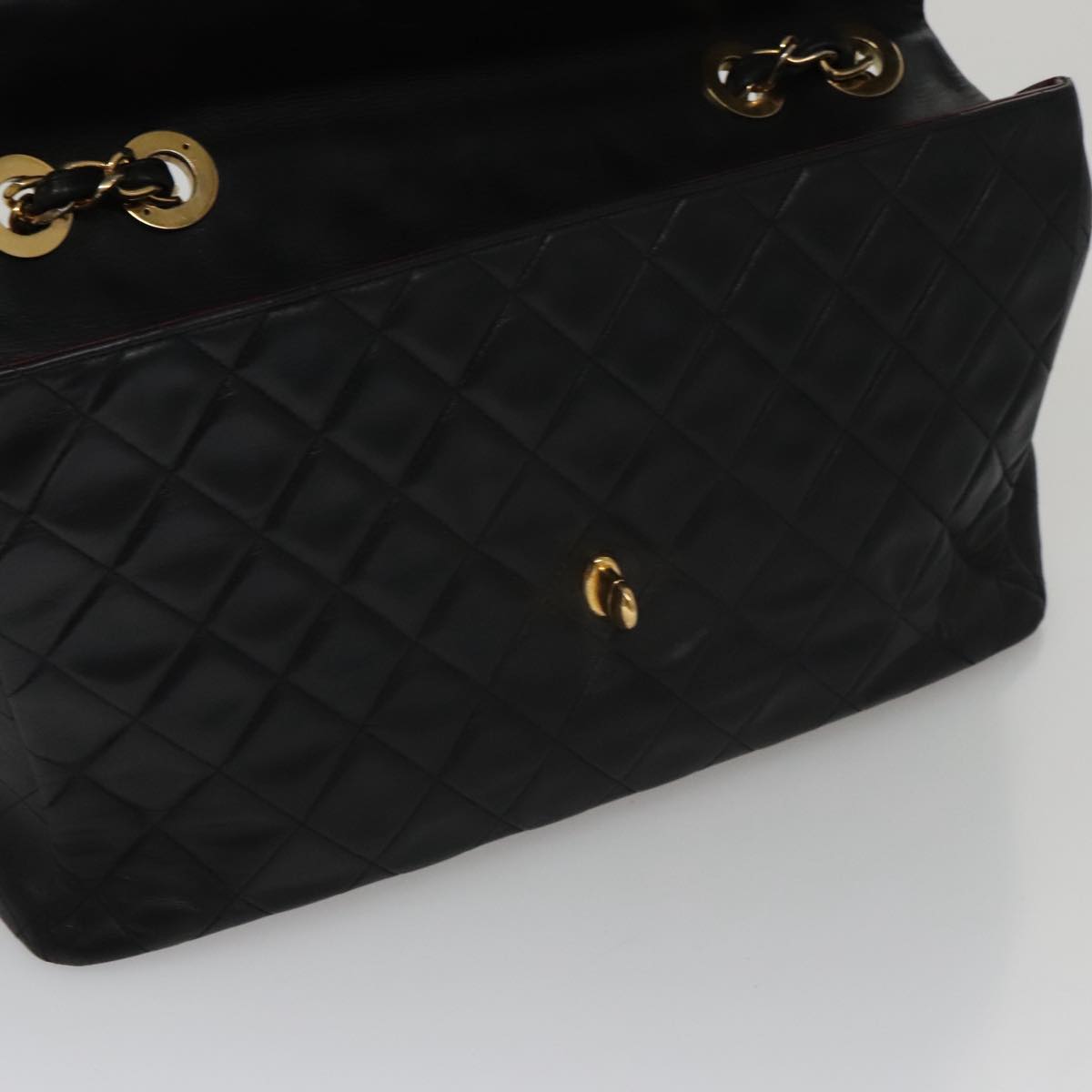 CHANEL Big Matelasse Chain Shoulder Bag Lamb Skin Black Gold CC Auth fm4193