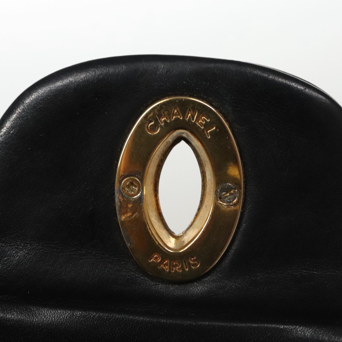CHANEL Big Matelasse Chain Shoulder Bag Lamb Skin Black Gold CC Auth fm4193
