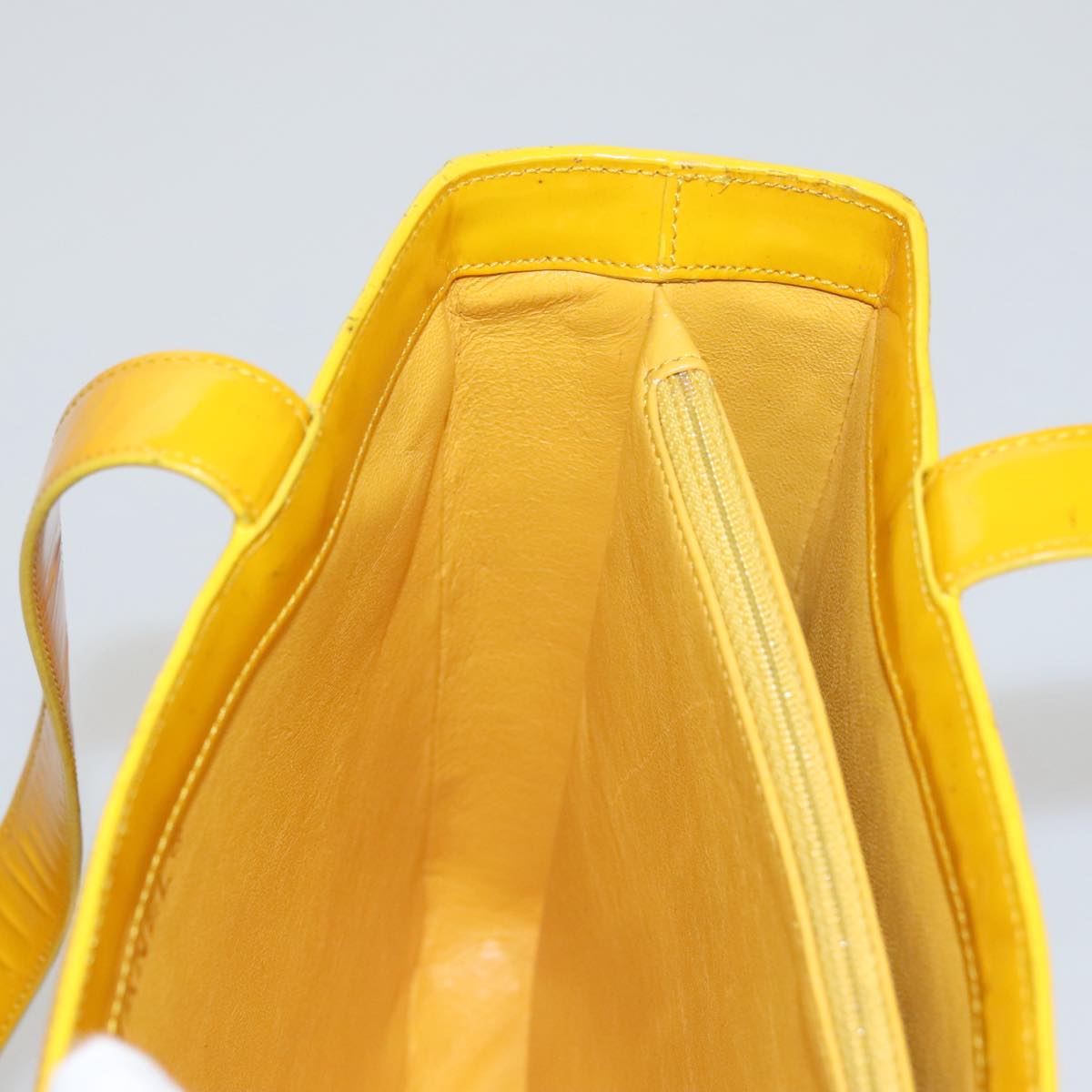 CHANEL Tote Bag Enamel Yellow CC Auth fm4195