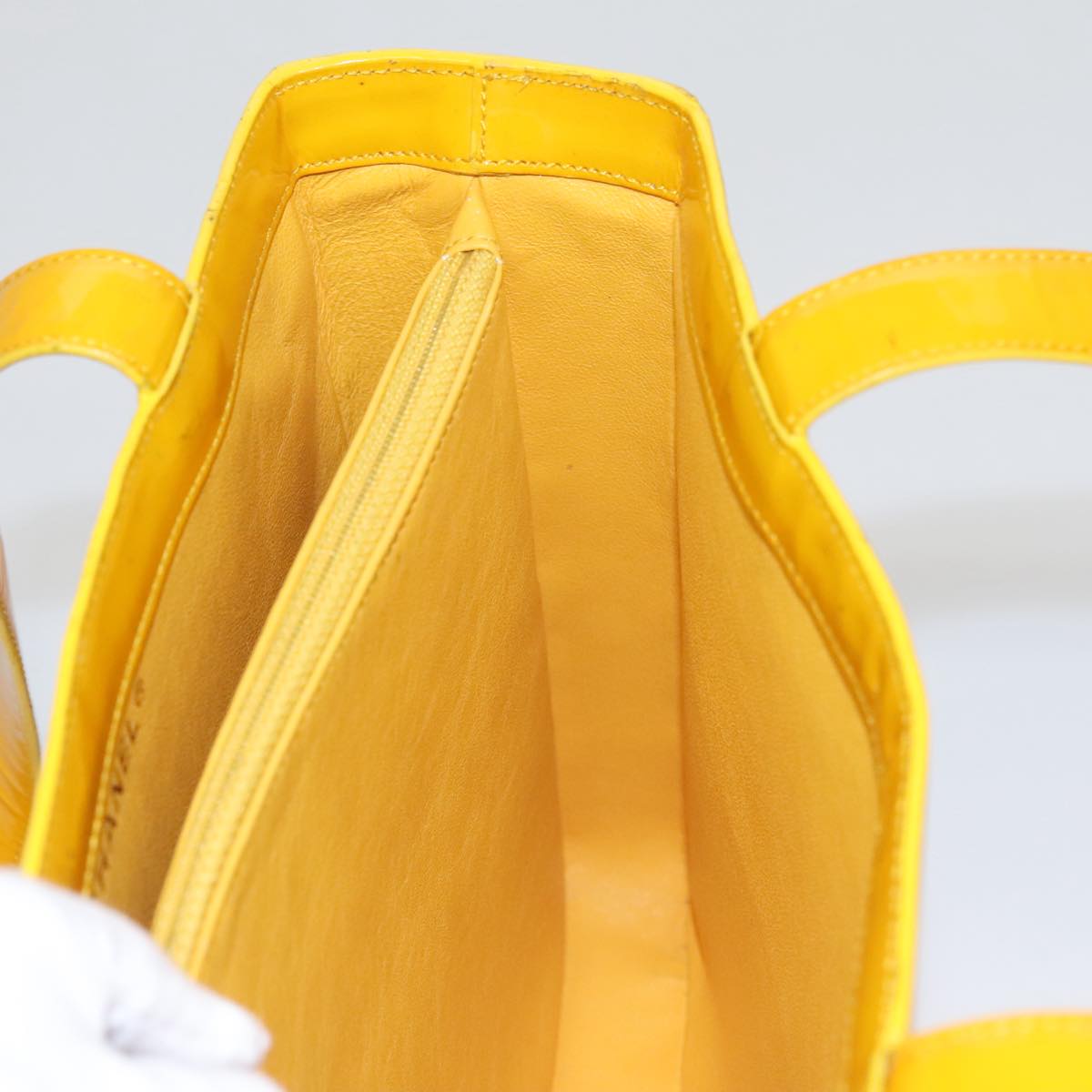CHANEL Tote Bag Enamel Yellow CC Auth fm4195