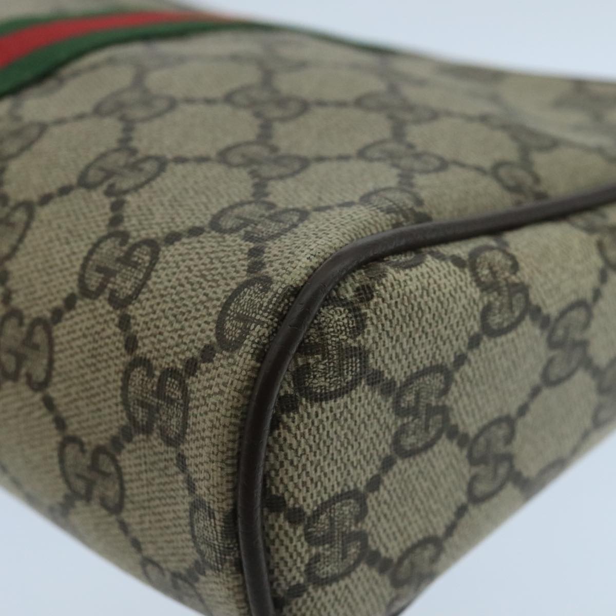 GUCCI GG Supreme Web Sherry Line Clutch Bag PVC Beige 32 014 3553 Auth fm4225