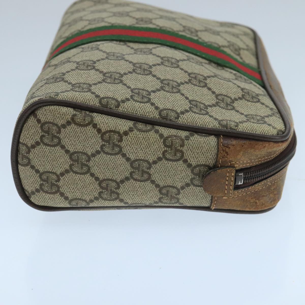 GUCCI GG Supreme Web Sherry Line Clutch Bag PVC Beige 32 014 3553 Auth fm4225