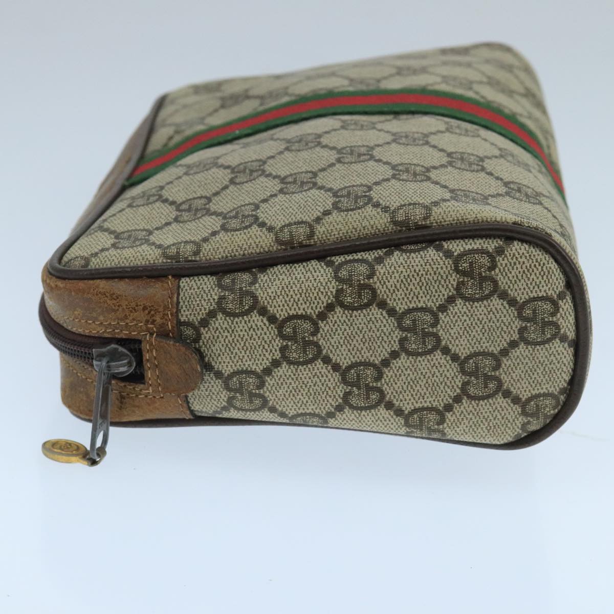 GUCCI GG Supreme Web Sherry Line Clutch Bag PVC Beige 32 014 3553 Auth fm4225