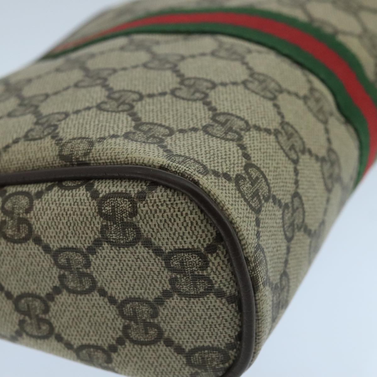 GUCCI GG Supreme Web Sherry Line Clutch Bag PVC Beige 32 014 3553 Auth fm4225