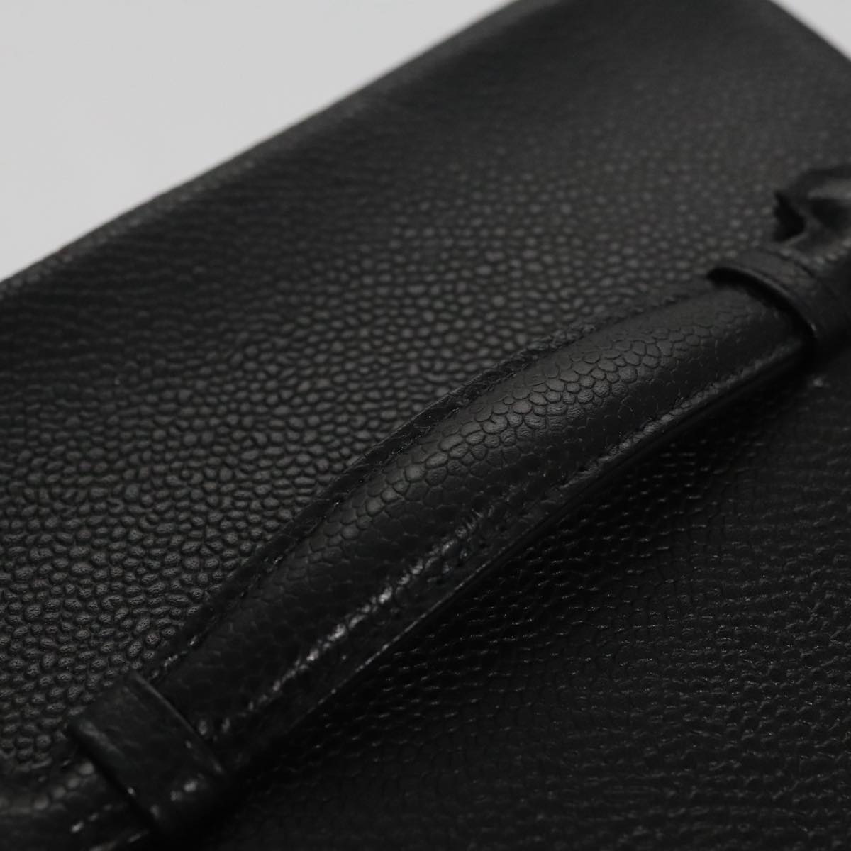 CHANEL Bicolore Vanity Cosmetic Pouch Caviar Skin Black Gold CC Auth fm4250