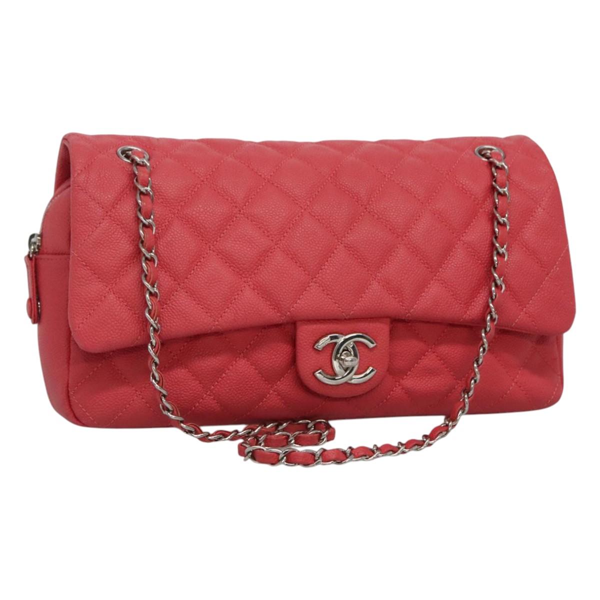 CHANEL Matelasse 31 Chain Shoulder Bag Calf Skin Pink CC Auth fm4289A