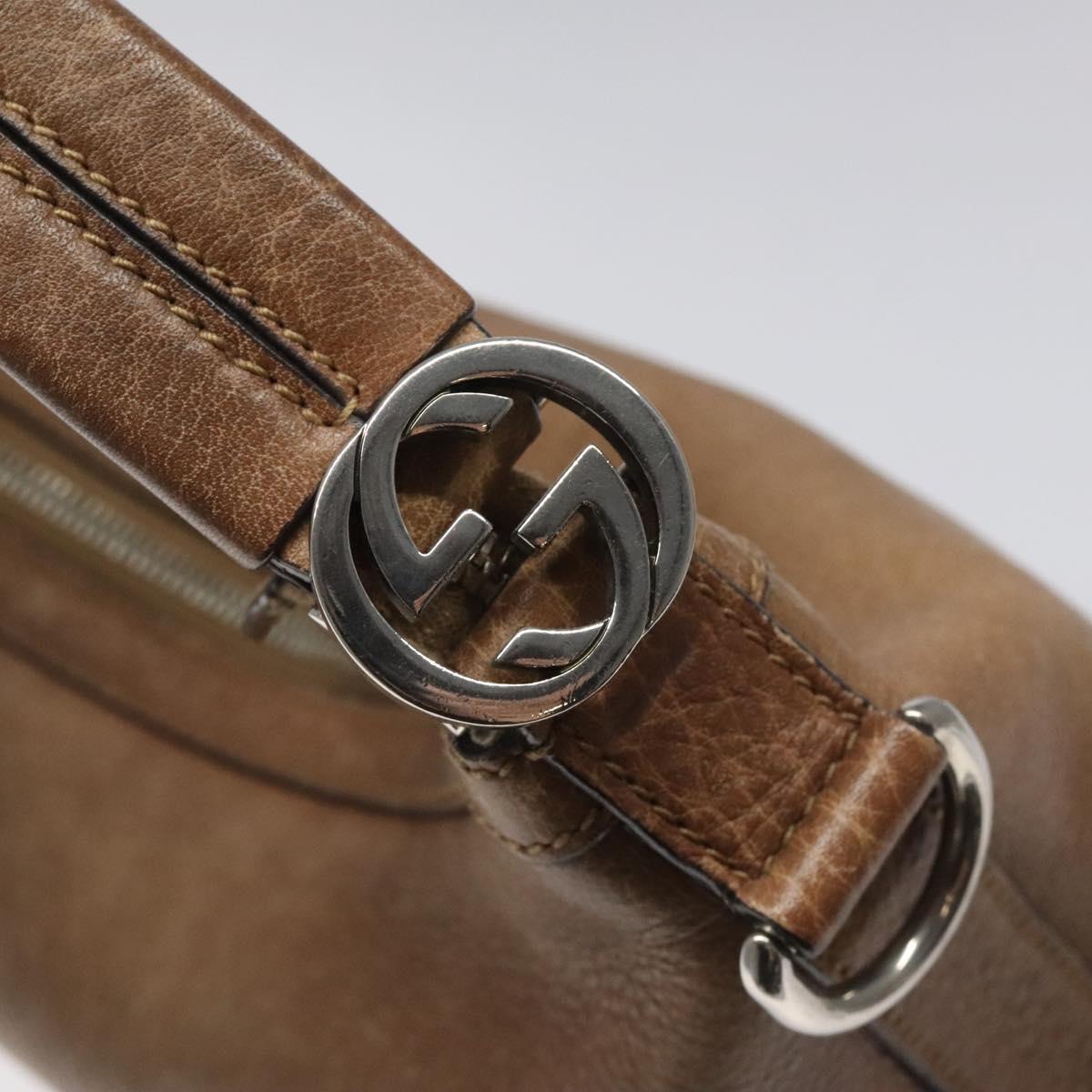 GUCCI Shoulder Bag Leather Brown Silver 326514 Auth fm4360