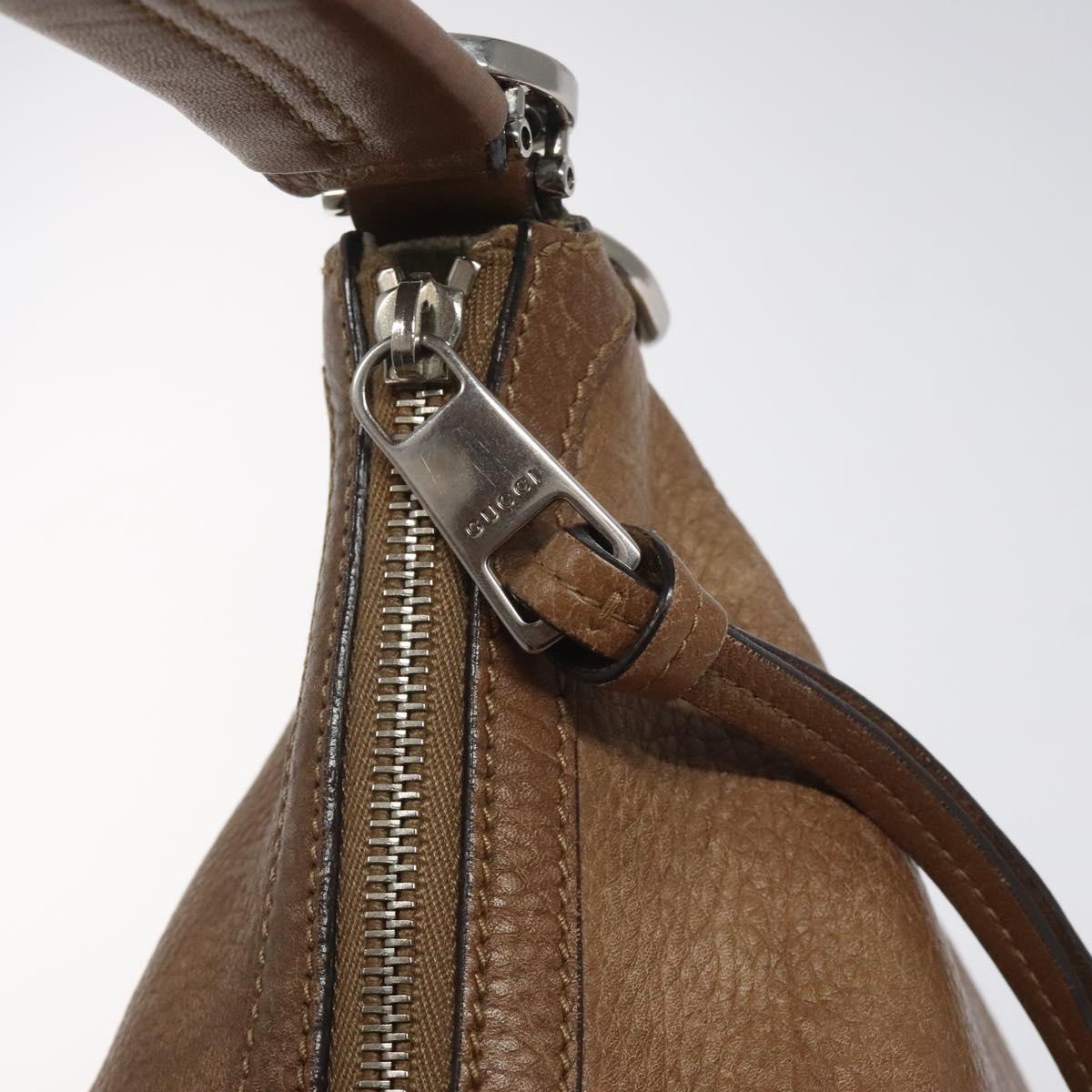 GUCCI Shoulder Bag Leather Brown Silver 326514 Auth fm4360