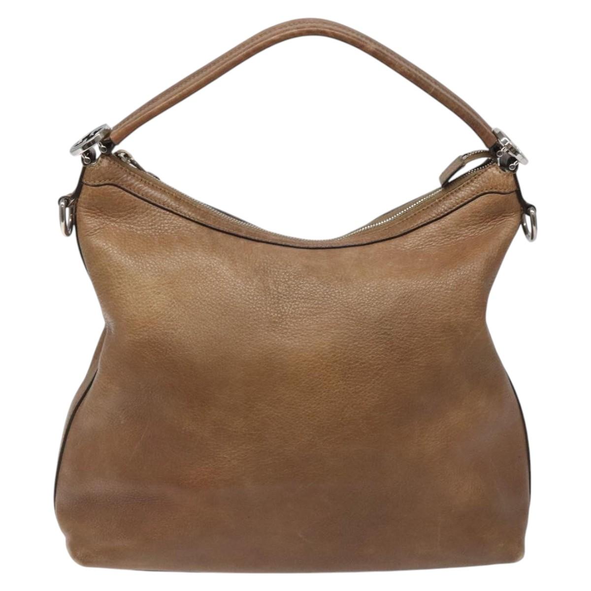 GUCCI Shoulder Bag Leather Brown Silver 326514 Auth fm4360