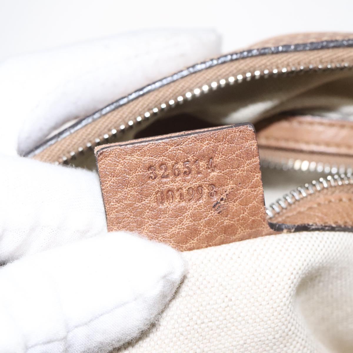 GUCCI Shoulder Bag Leather Brown Silver 326514 Auth fm4360