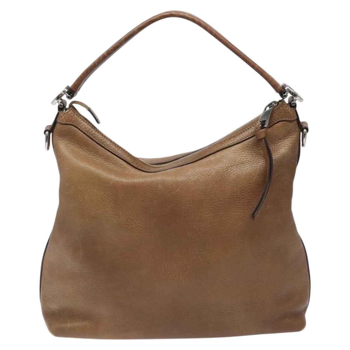 GUCCI Shoulder Bag Leather Brown Silver 326514 Auth fm4360