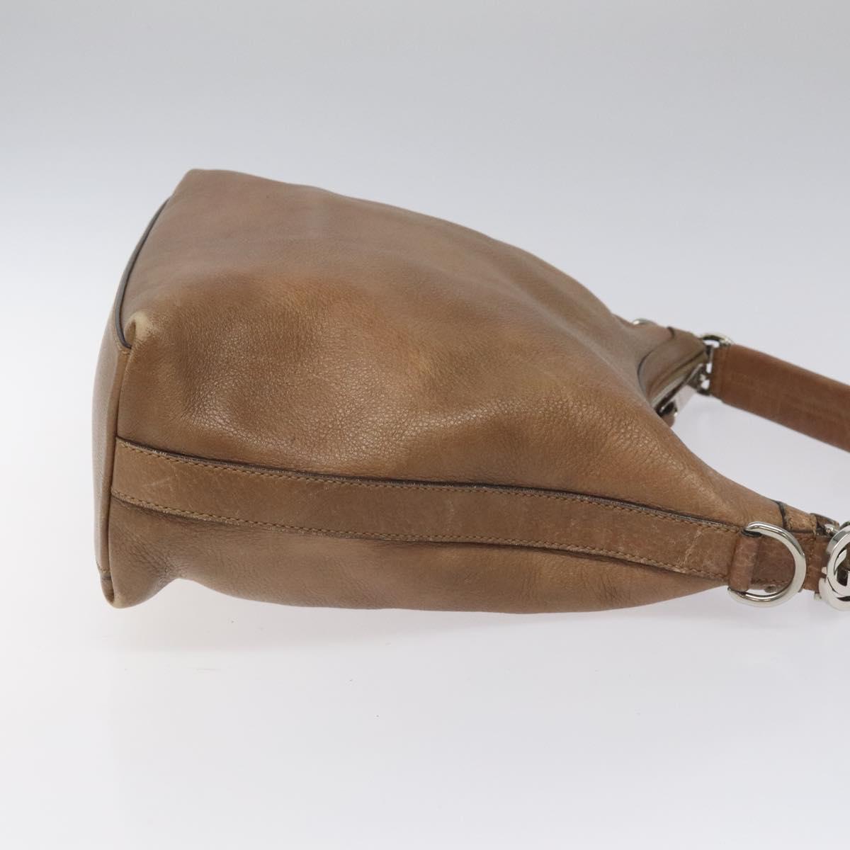 GUCCI Shoulder Bag Leather Brown Silver 326514 Auth fm4360
