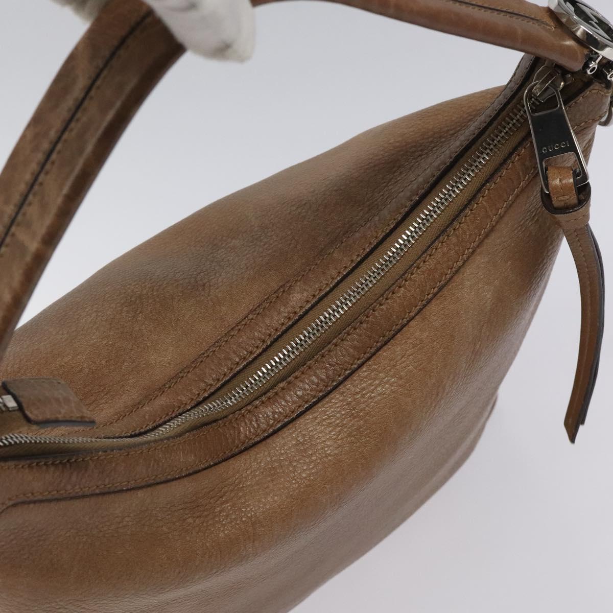 GUCCI Shoulder Bag Leather Brown Silver 326514 Auth fm4360