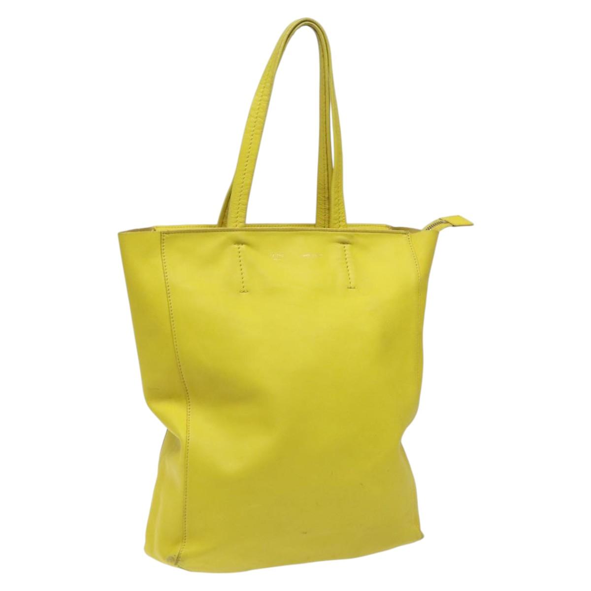 CELINE Hand Bag Leather Yellow Auth fm4363