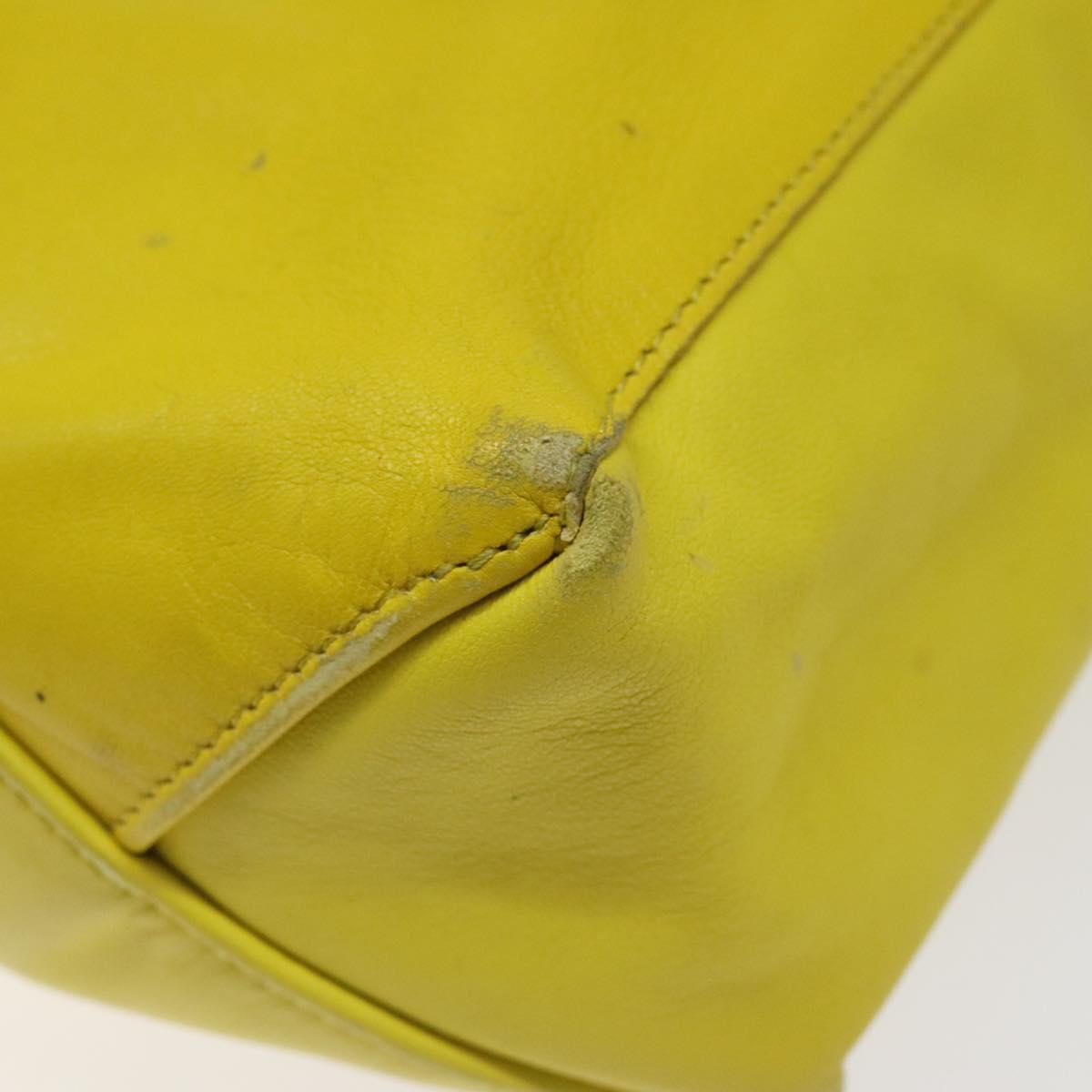 CELINE Hand Bag Leather Yellow Auth fm4363