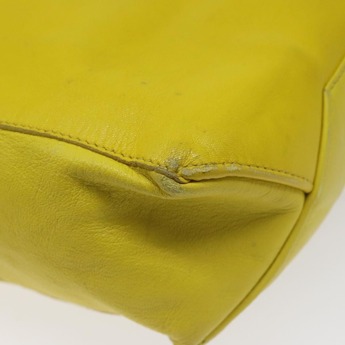 CELINE Hand Bag Leather Yellow Auth fm4363