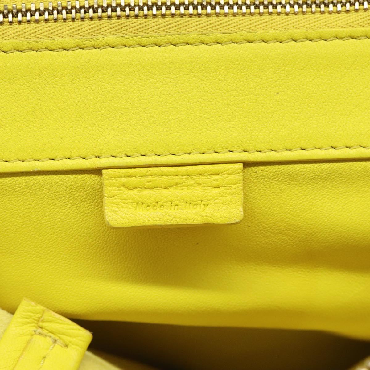 CELINE Hand Bag Leather Yellow Auth fm4363