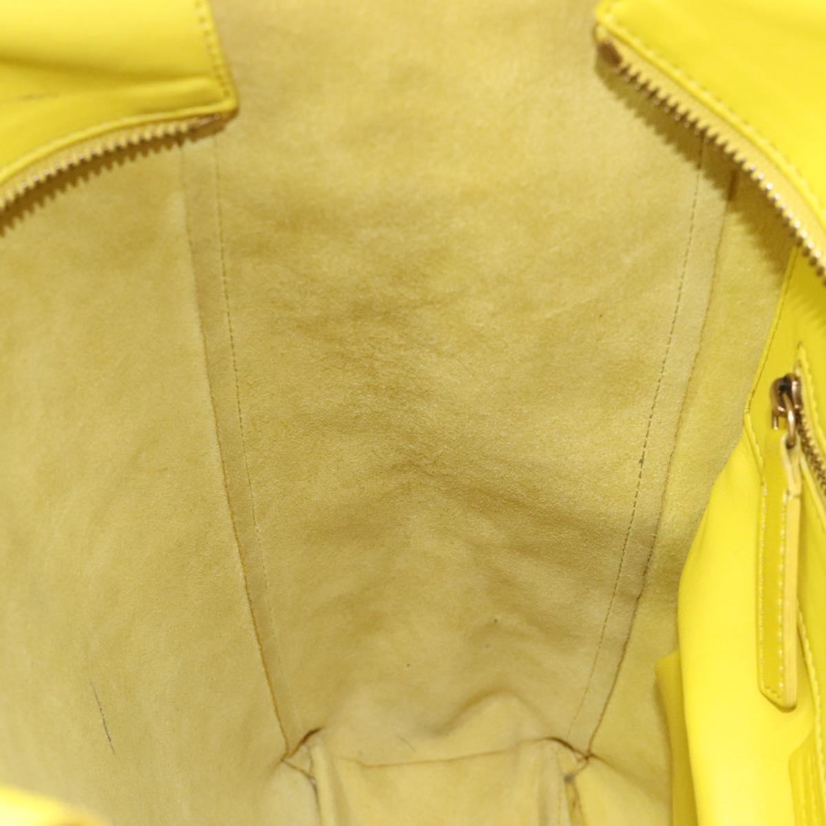 CELINE Hand Bag Leather Yellow Auth fm4363